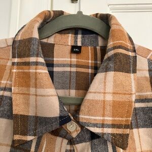Plaid Women's long sleeve dress - Tan and Black